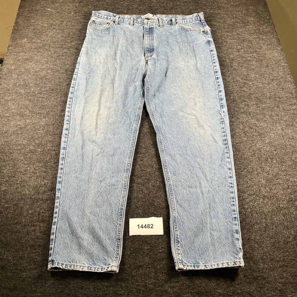 Carhartt Jeans Mens 44x34 Blue Denim Cotton Stretch Relaxed Fit Straight Leg